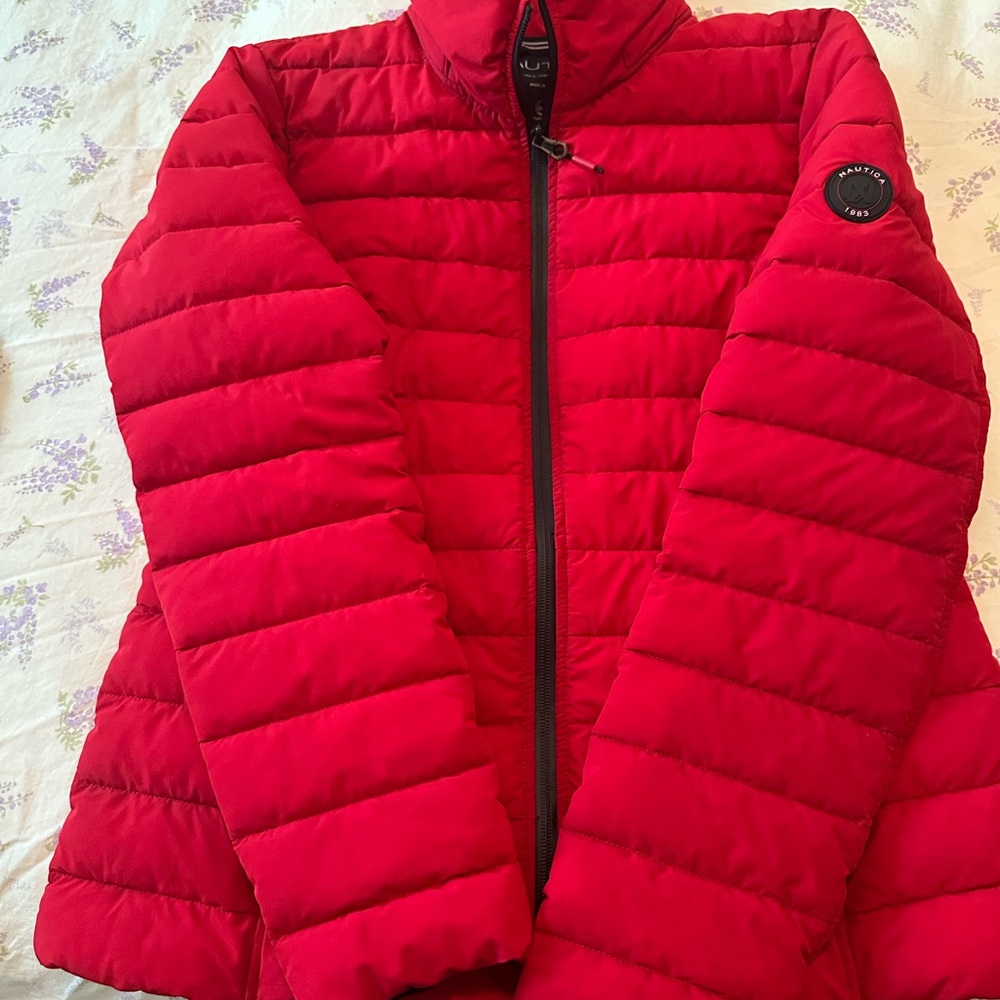 Nautica Red and Black Puffer Jacket